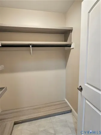 an empty room with a workbench