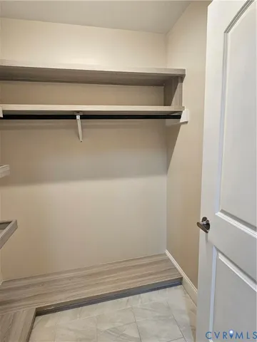 an empty room with a workbench