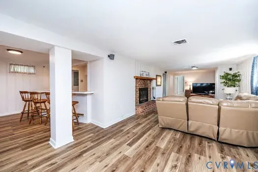 a view of a room with an entryway