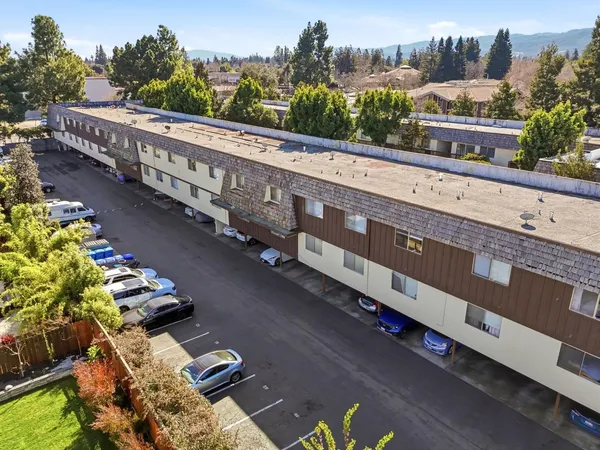 an aerial view of a house