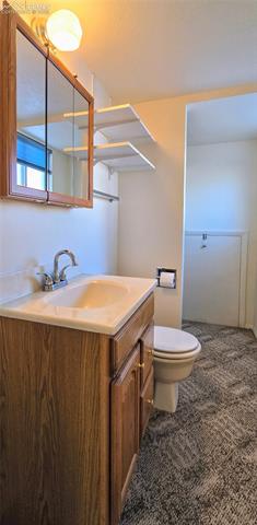 6313 Chippewa Road Colorado Springs, CO 80915 - Photo 29 of 36 Bathroom with vanity and toilet