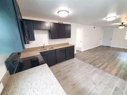 a bathroom with a sink and mirror