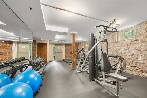 a view of a room with gym equipment