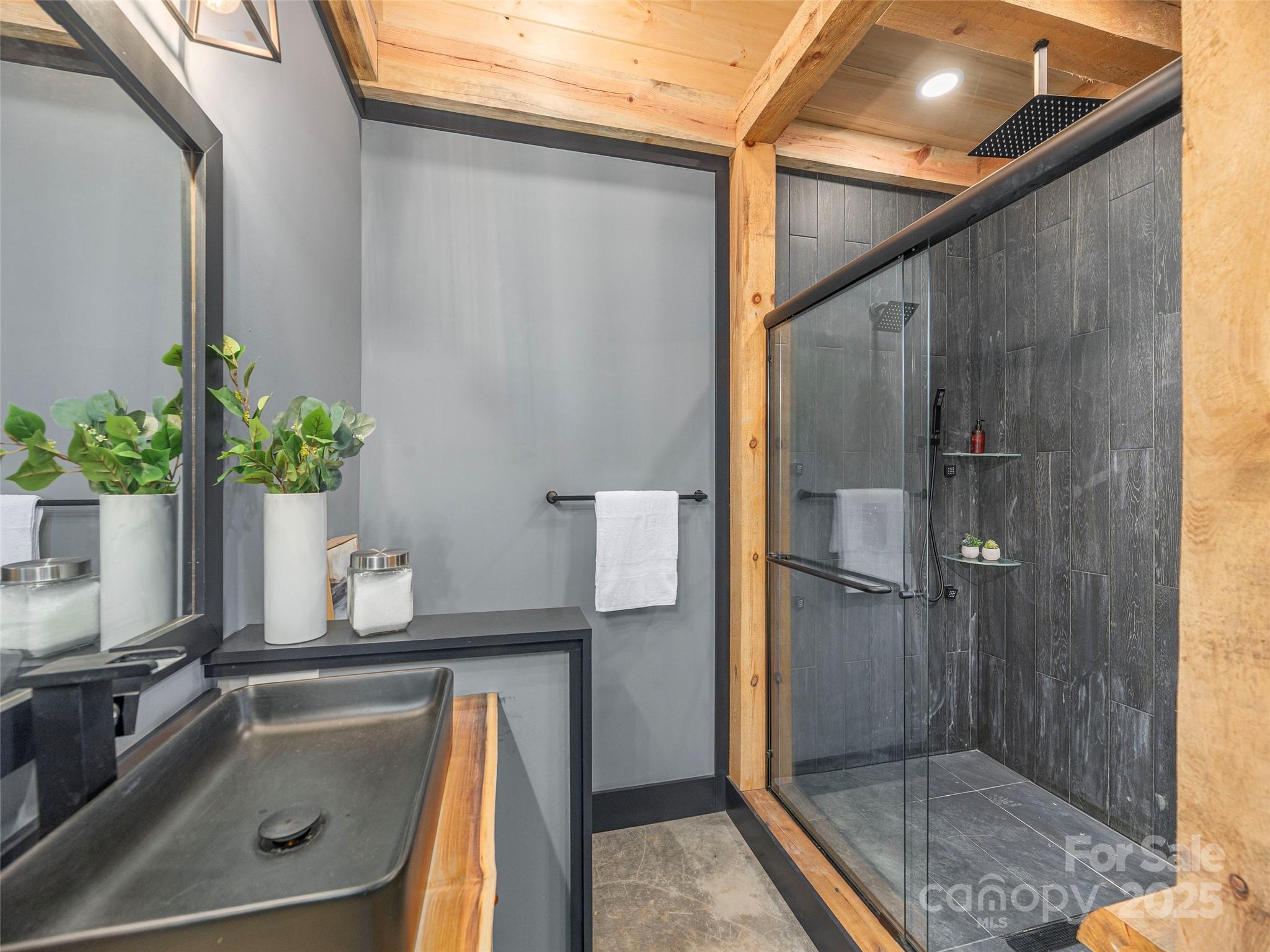 55 Dean Riddle Drive Waynesville, NC 28785 - Photo 20 of 35 a bathroom with a shower and a sink