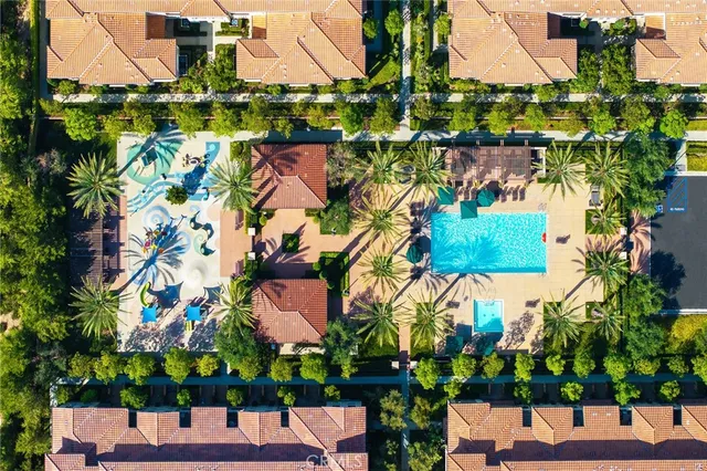 an outdoor space with chairs