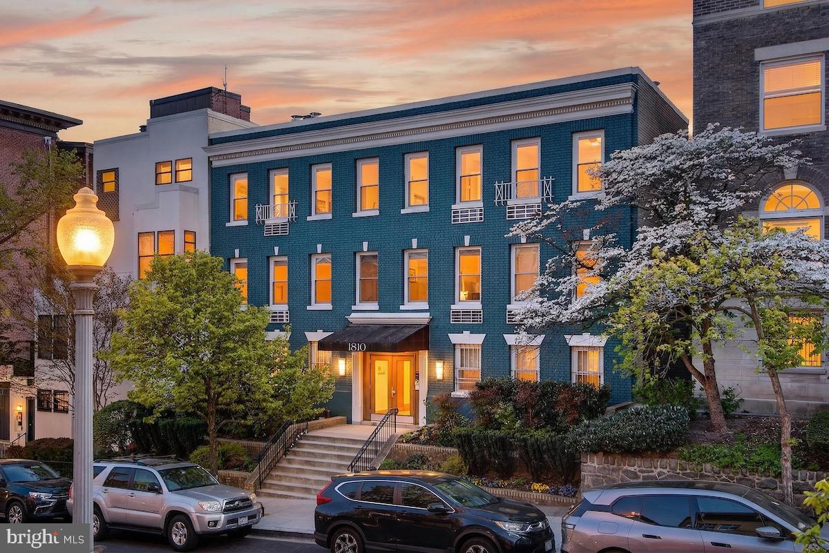 1810 California Street Northwest, Unit 202 Washington, DC 20009 - Photo 51 of 52 Charming blue facade at sunset glow.