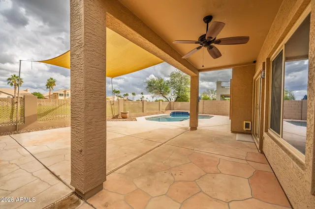 a view of parking and garage