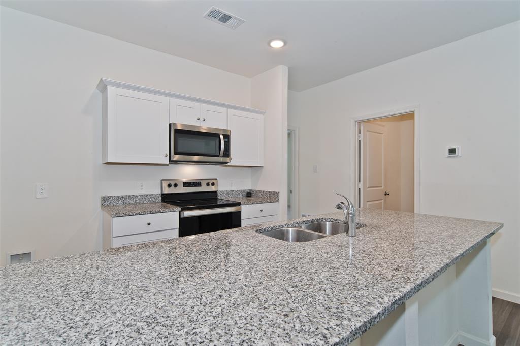 1637 Shadow Hawk Drive Fort Worth, TX 76052 - Photo 6 of 20 a kitchen with granite countertop a stove and a sink