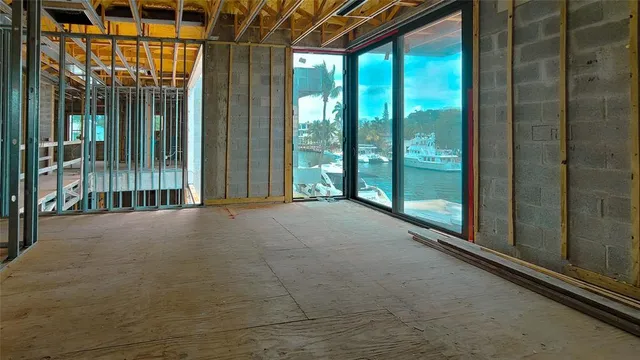 a view of a room with a balcony