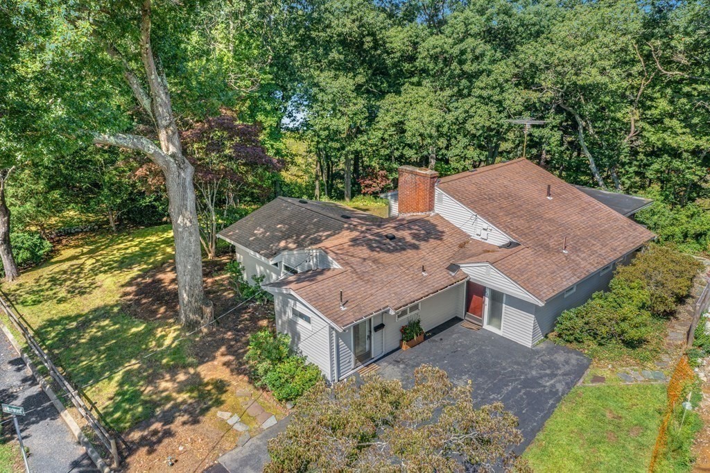 68 Harwood Road Natick, MA 01760 - Photo 31 of 37 an aerial view of a house with a big yard plants and large trees