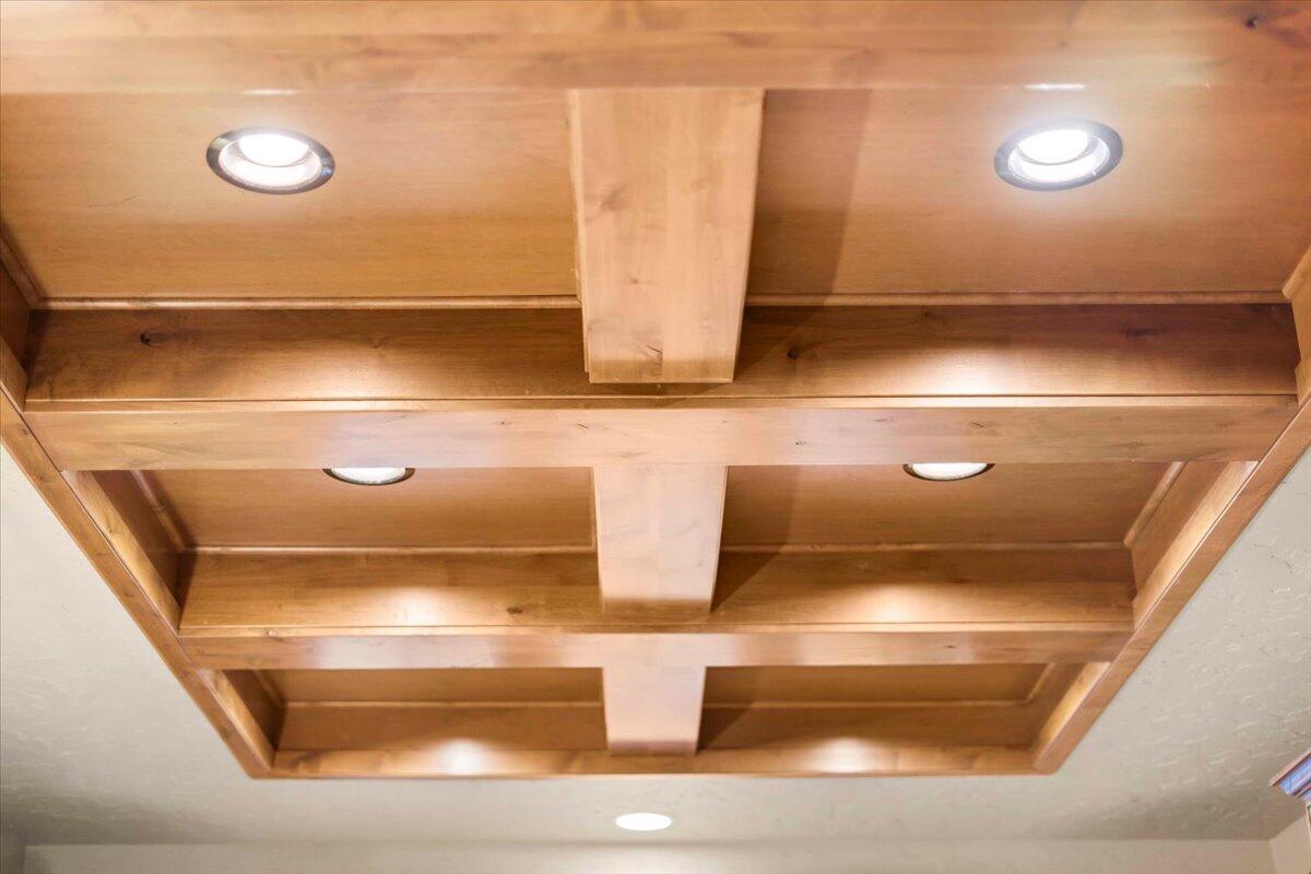 56184 Sable Rock Loop Bend, OR 97707 - Photo 26 of 72 Wood coffered ceiling in kitchen