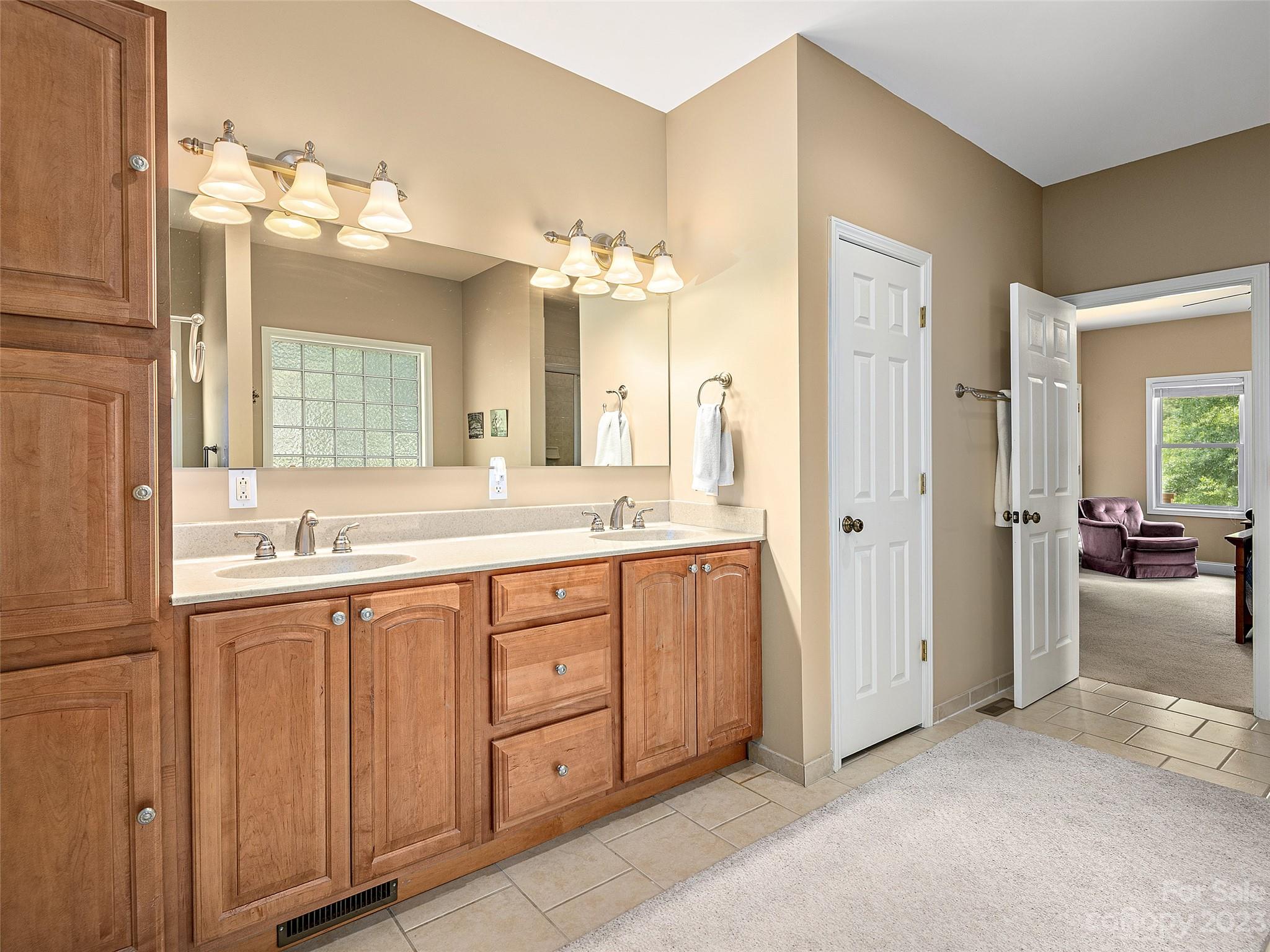 1223 North Ridge Road Hendersonville, NC 28792 - Photo 14 of 24 a spacious bathroom with a granite countertop sink a mirror and a