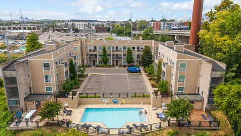 a view of a city with tall buildings