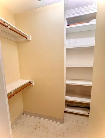 a view of an empty walk in closet