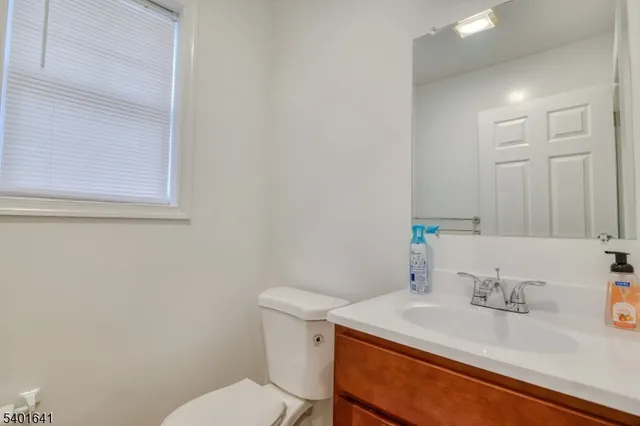 a bathroom with a sink a toilet and mirror
