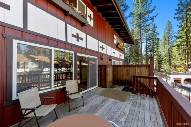 a view of a chairs on the deck