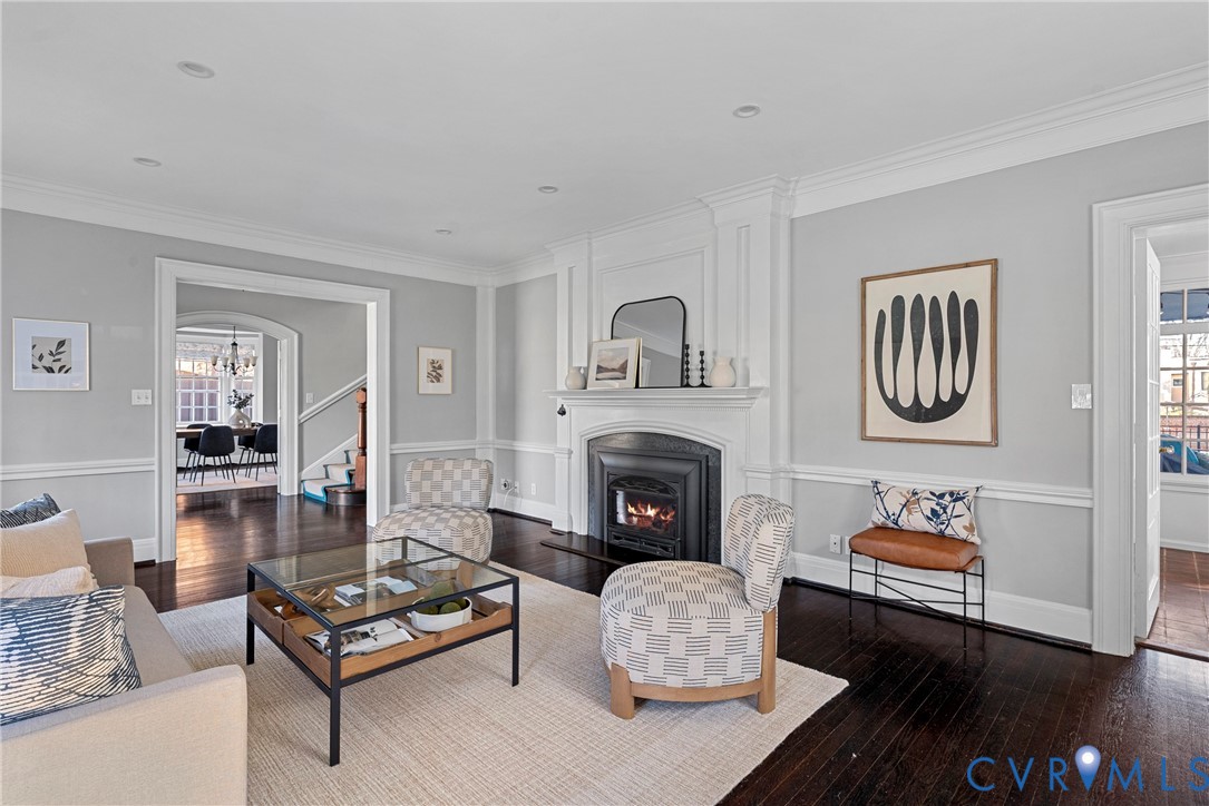 803 Spottswood Road Richmond, VA 23220 - Photo 7 of 50 a living room with furniture fireplace and a table