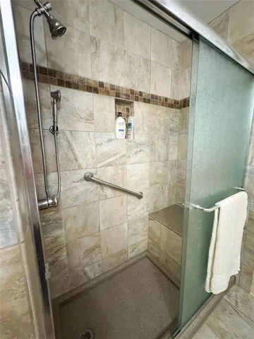 a bathroom with a shower