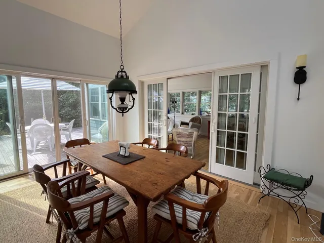 a table and chairs in a room
