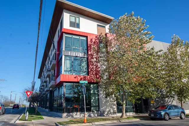 a view of a building with street view