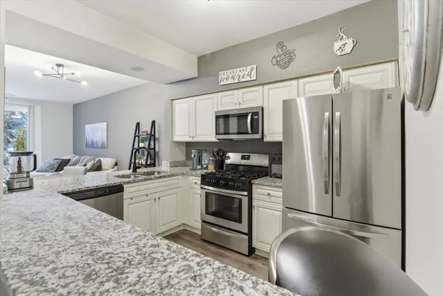 a kitchen with a refrigerator stove and sink