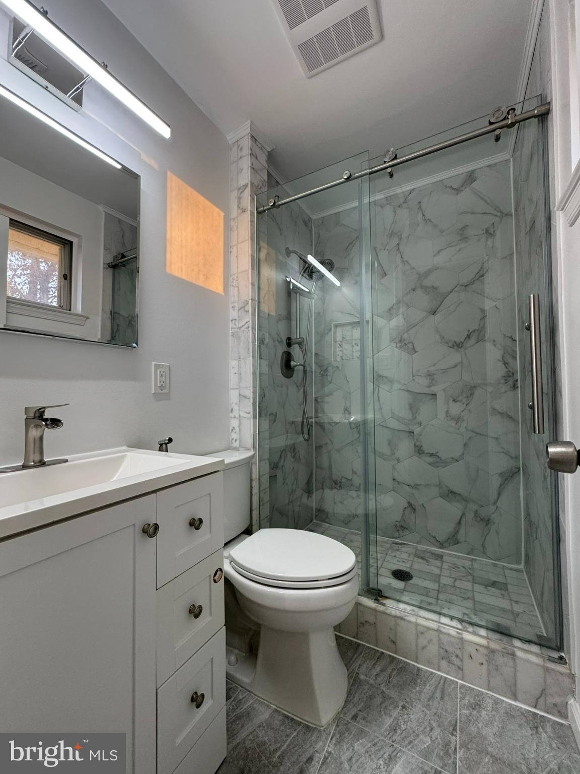 6910 Ontario Street Springfield, VA 22152 - Photo 24 of 44 a bathroom with a shower sink mirror and toilet