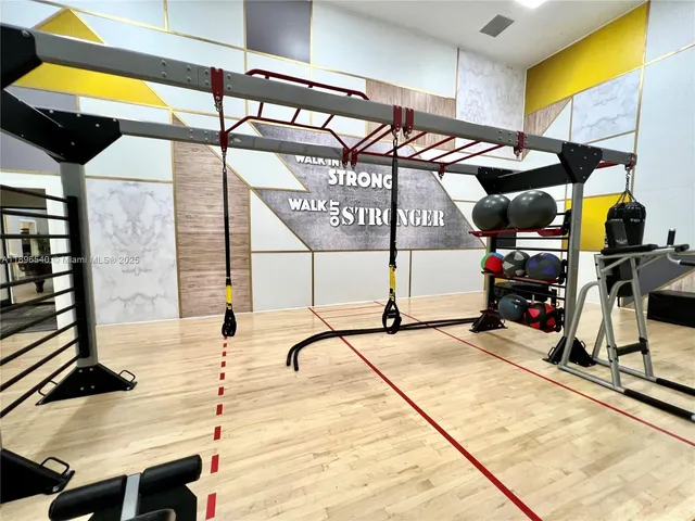 a view of a room with gym equipment