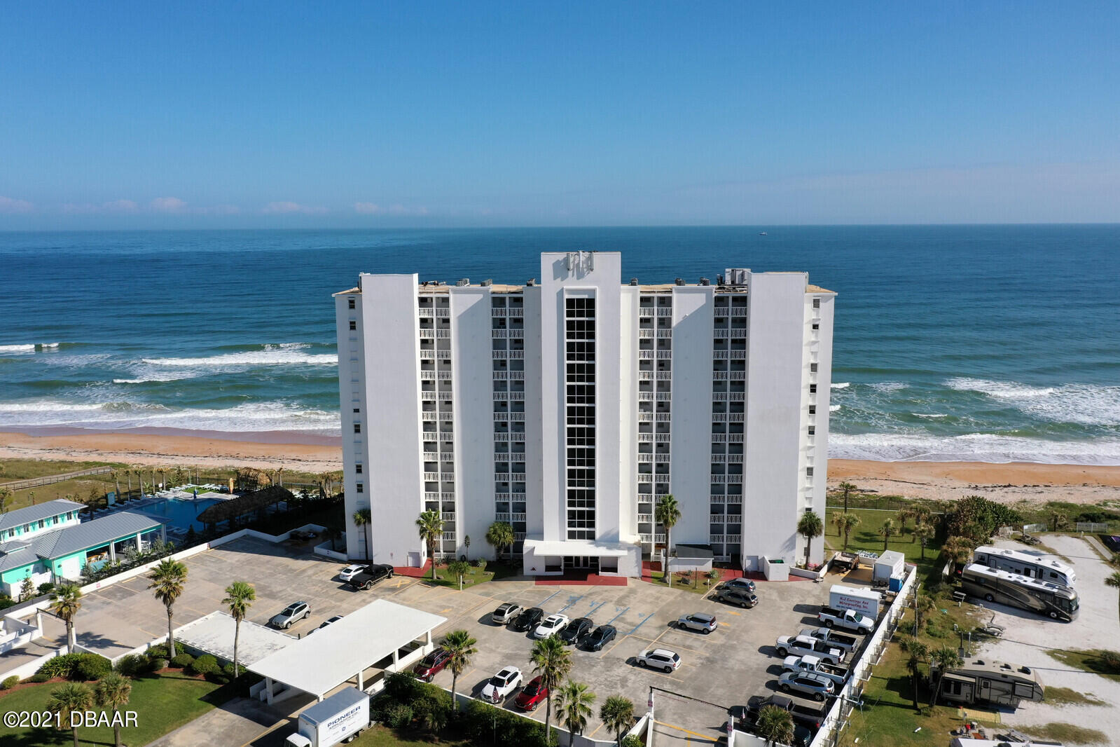 a view of balcony with ocean view