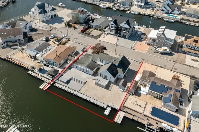 an aerial view of a building with outdoor space