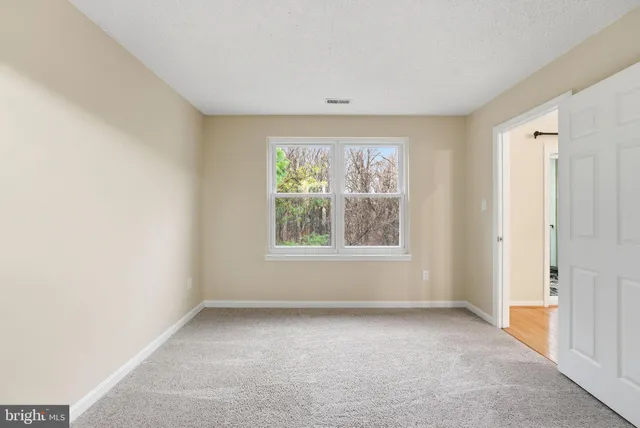 a view of an empty room and closet area