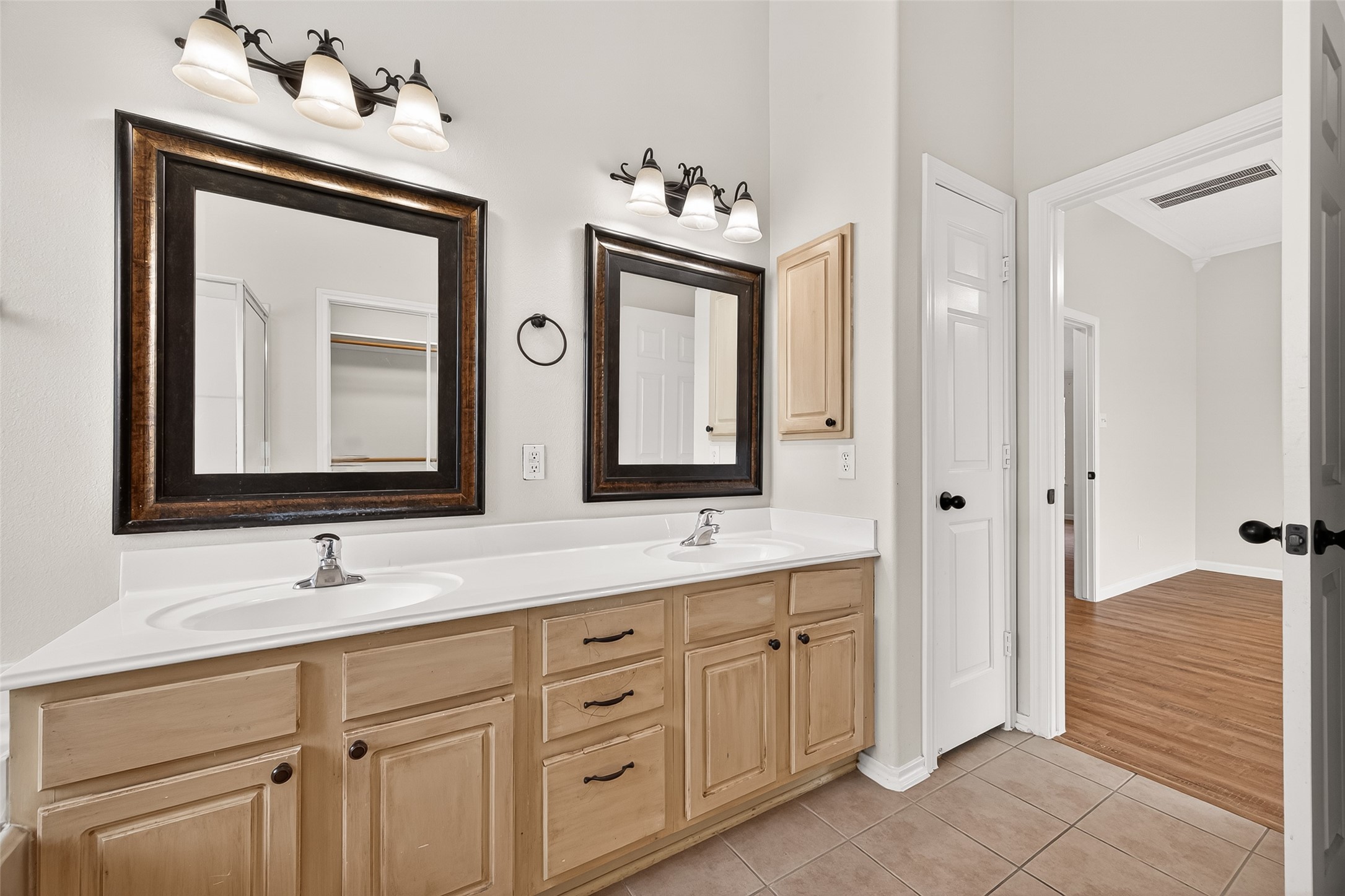 5517 Autumn Ash Lane Rosharon, TX 77583 - Photo 34 of 50 a bathroom with a sink vanity and mirror