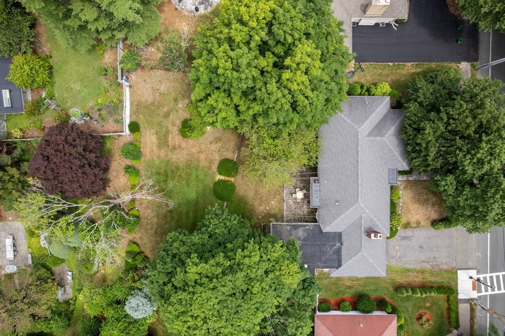 65 Lagrange Street Brookline, MA 02467 - Photo 35 of 39 an aerial view of a house with a yard and garden