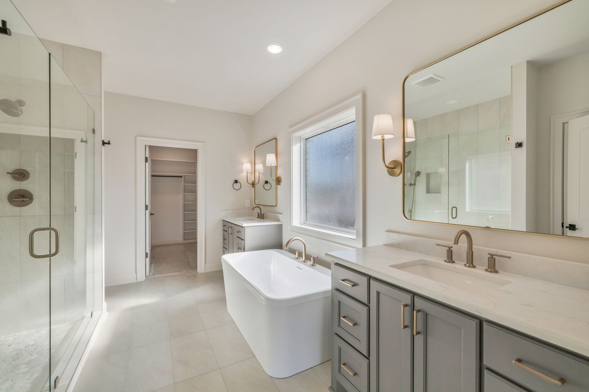 5548 Sinclair Street Murfreesboro, TN 37127 - Photo 29 of 58 a bathroom with a double vanity sink mirror and shower