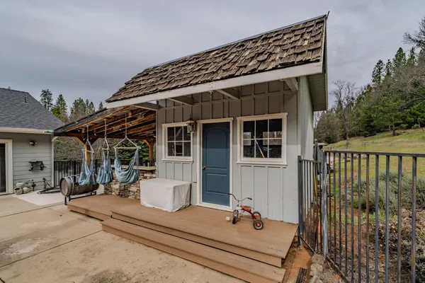 a view of a dining area with furniture