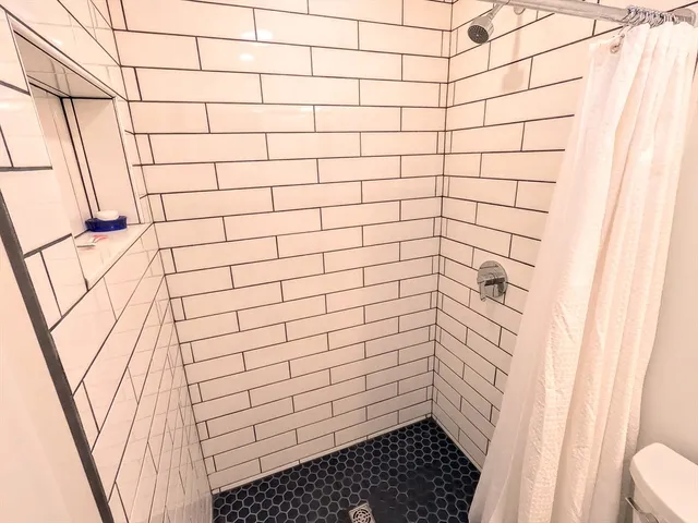 a bathroom with a shower