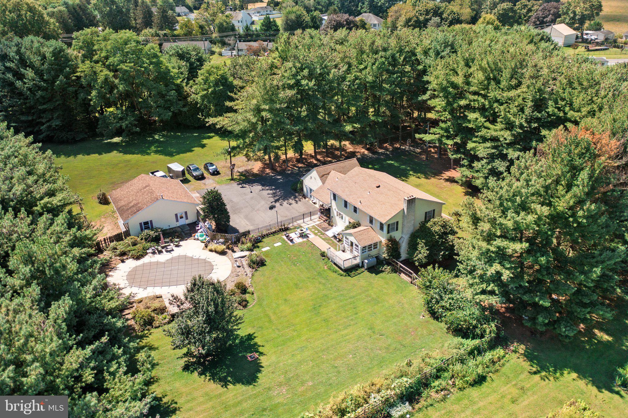 87 Bordentown Chesterfield Road Chesterfield, NJ 08515 - Photo 37 of 49 an aerial view of a house with yard swimming pool and outdoor seating