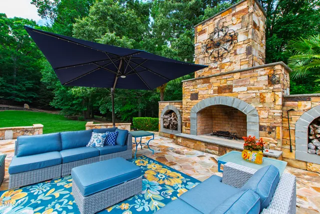 a view of an outdoor sitting area