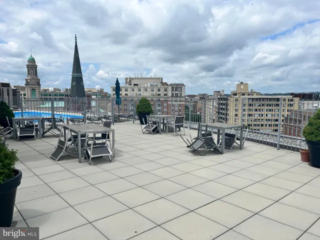 a view of a terrace with chairs