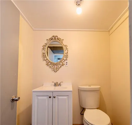 a bathroom with a toilet a sink and mirror