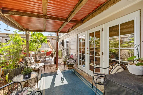 a outdoor view with a sitting space