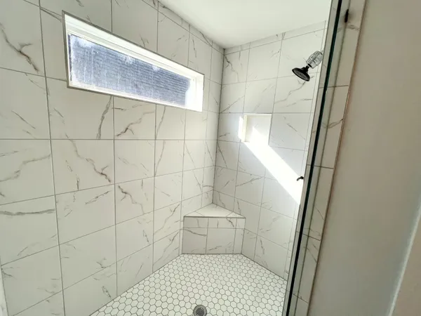 a bathroom with a shower