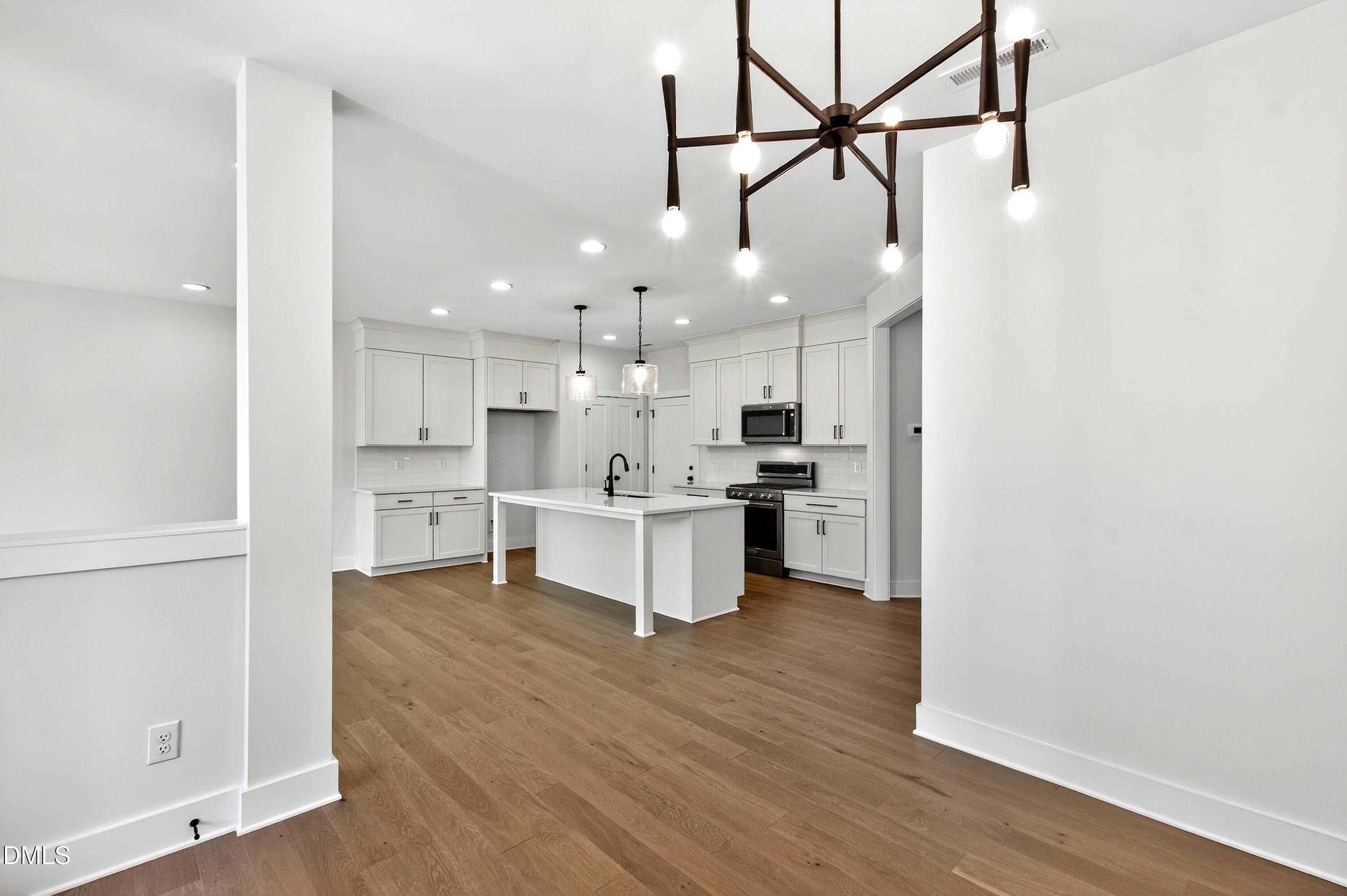 976 Double Helix Road Apex, NC 27523 - Photo 19 of 50 a kitchen with stainless steel appliances kitchen island hardwood floor and a sink