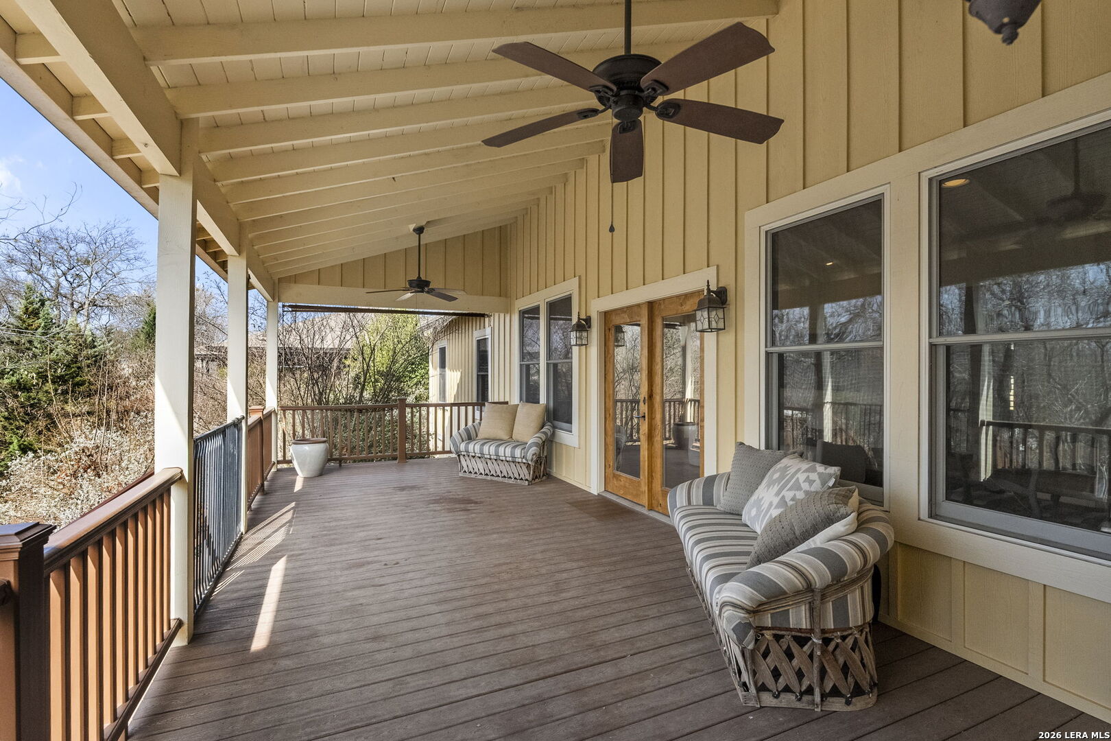 107 High Street Comfort, TX 78013 - Photo 36 of 47 a view of a porch with furniture and a large window
