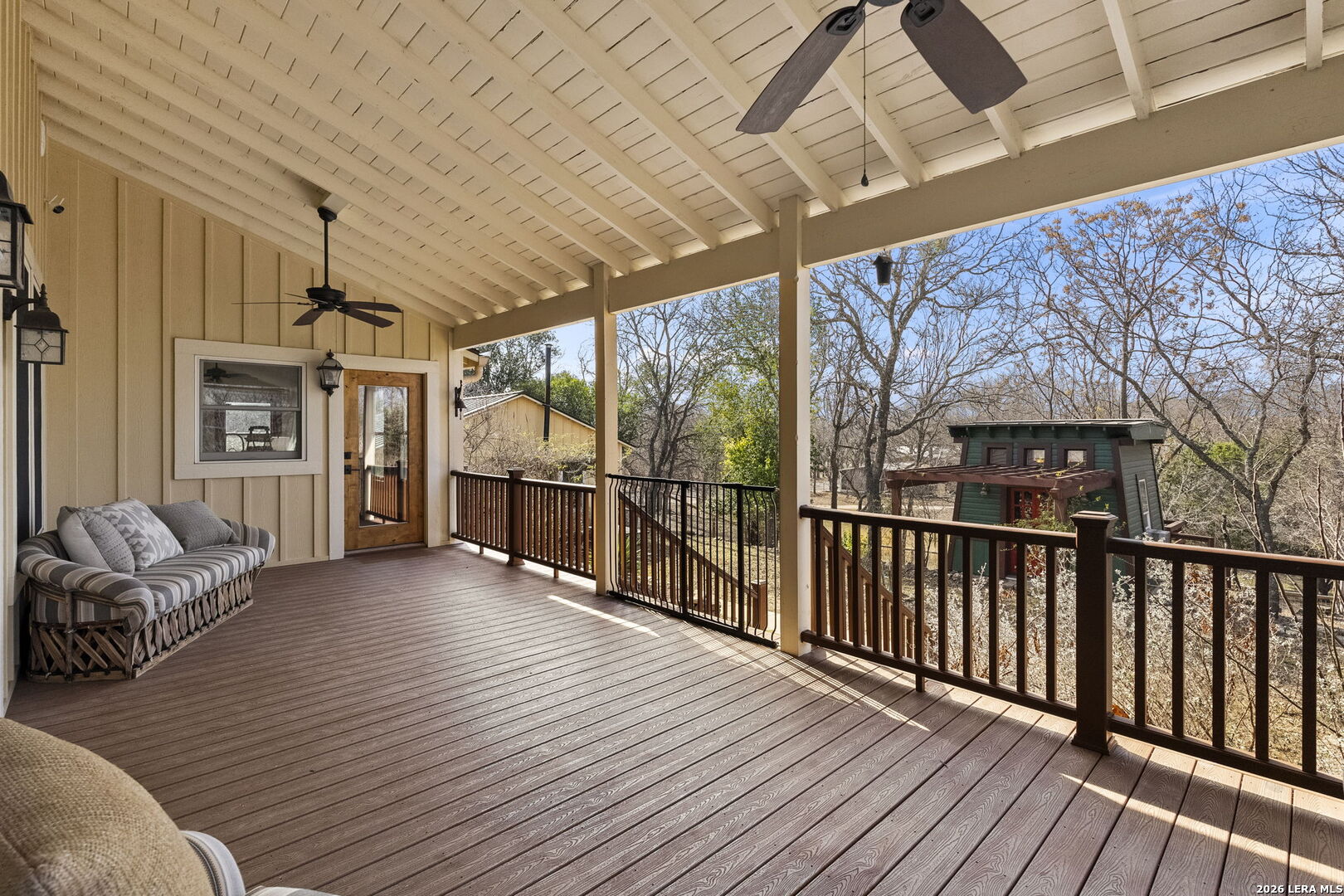 107 High Street Comfort, TX 78013 - Photo 37 of 47 a view of a porch with wooden floor