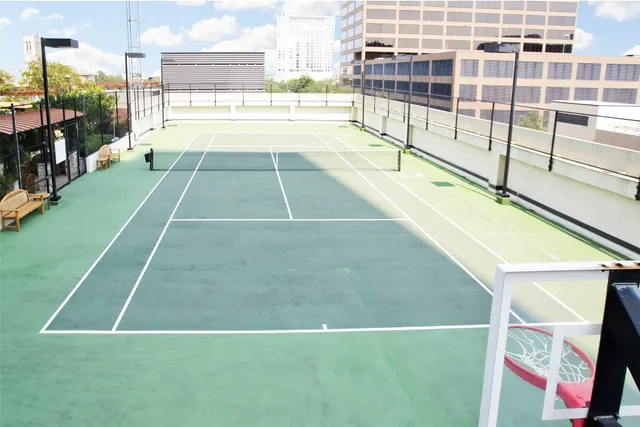 a view of a chairs and table in the patio