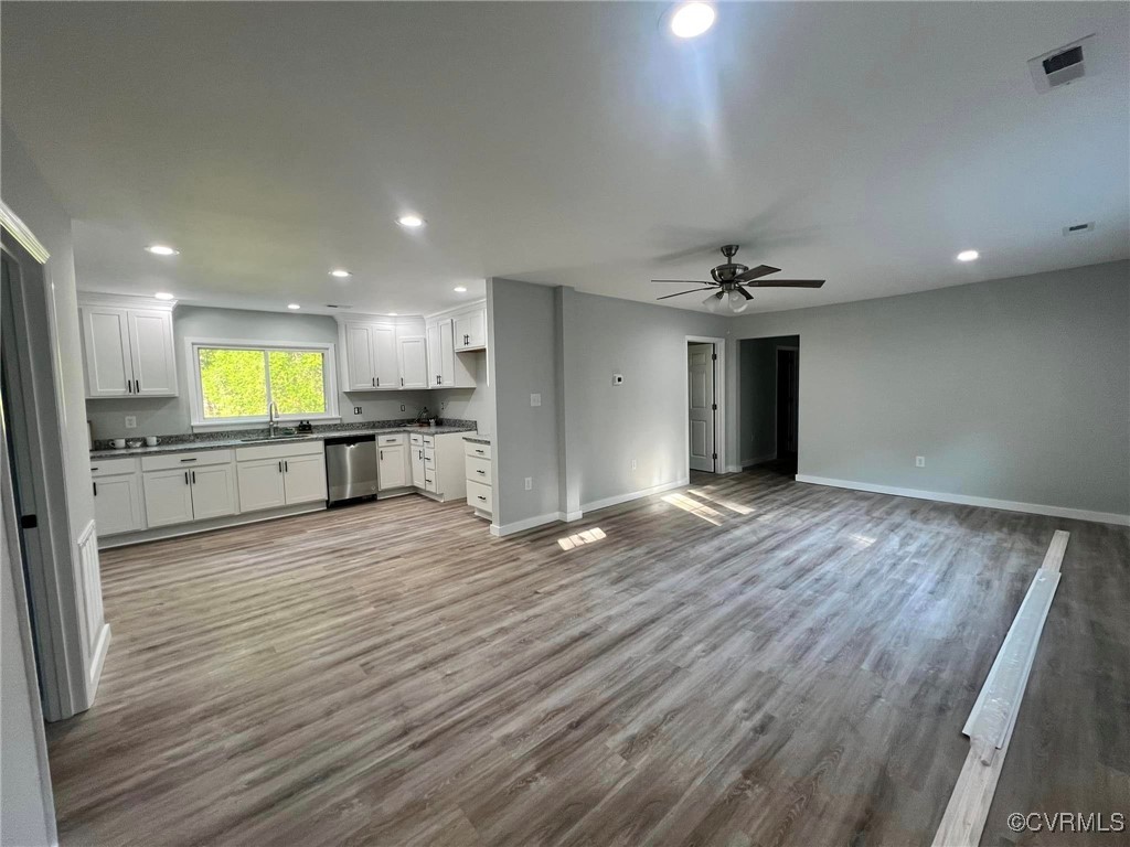 9427 Lebanon Church Road Jarratt, VA 23867 - Photo 3 of 16 Kitchen featuring ceiling fan, light hardwood / wo