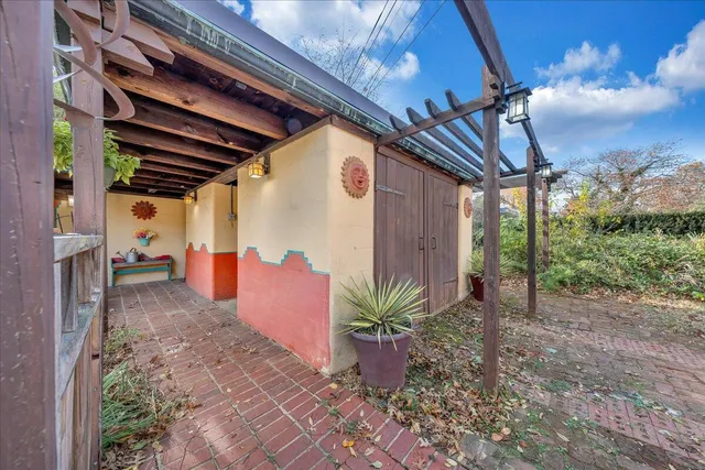 a view of porch with seating space