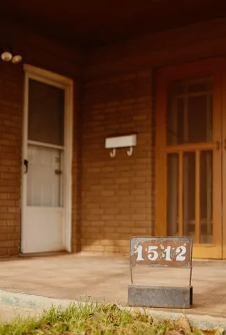a view of a wooden door