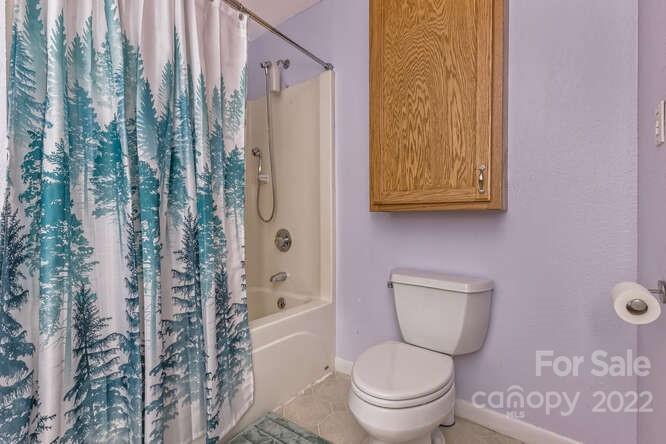 1411 Bailey Branch Road Burnsville, NC 28714 - Photo 17 of 40 a white toilet sitting next to a shower curtain
