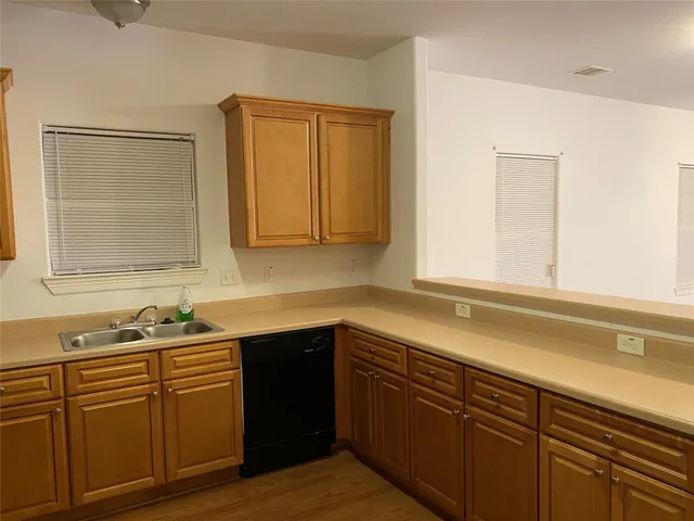 a kitchen with a sink and cabinets